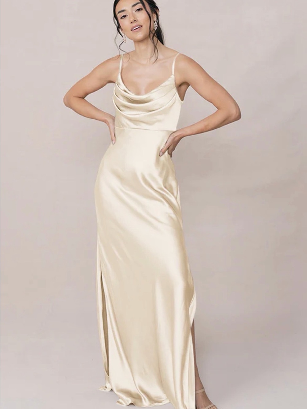Revelry Skye Satin Ivory Dress Size 2 EUC